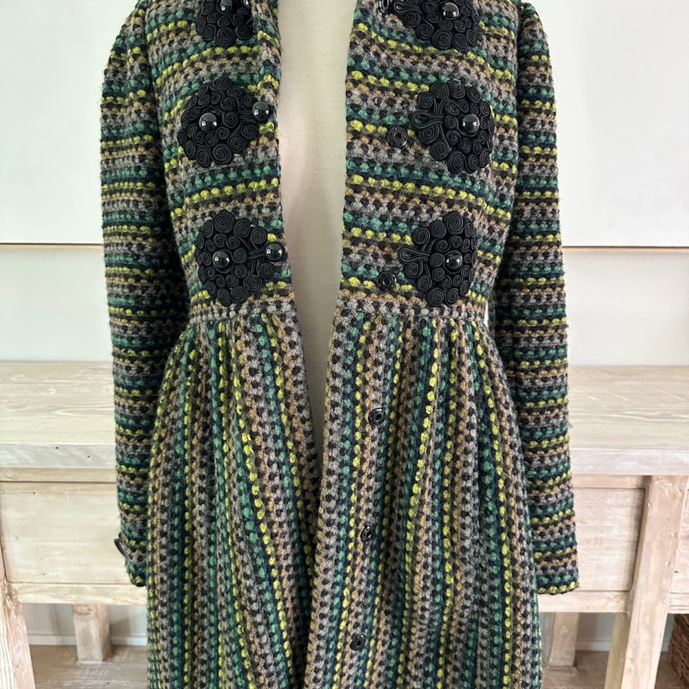 Tracy Reese Multicolor Striped Pea Coat